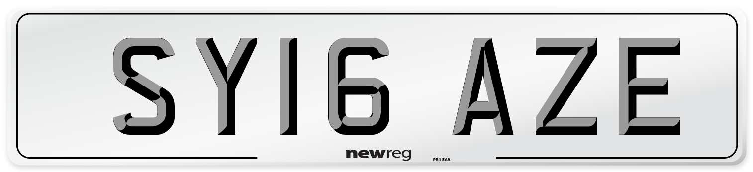 SY16 AZE Number Plate from New Reg